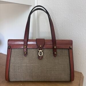 John Romain Woven + leather handbag Tweed structured old money classic luxury